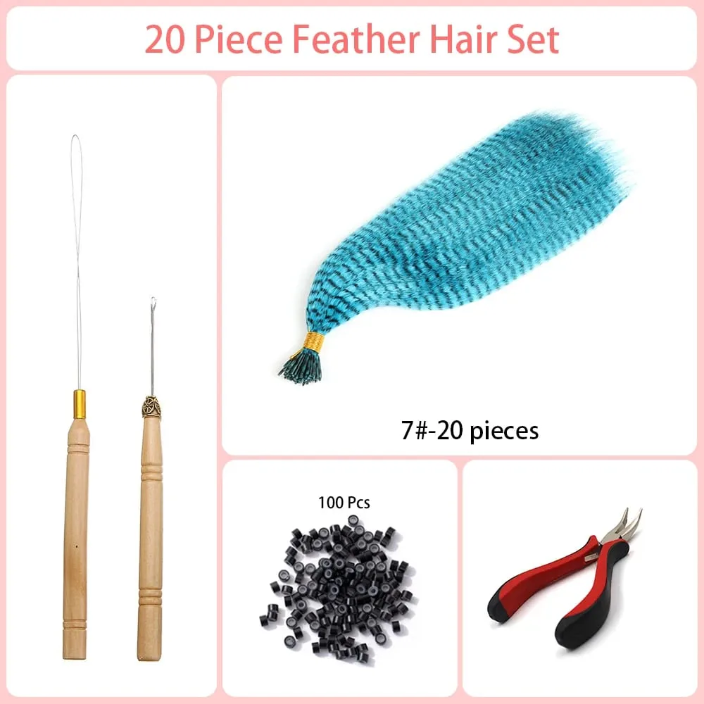Estensioni dei capelli sintetici colorati I-Tip in piume finte 16 "20 fili/pacco Accessori per parrucche in fibra resistente al calore da donna — image 15