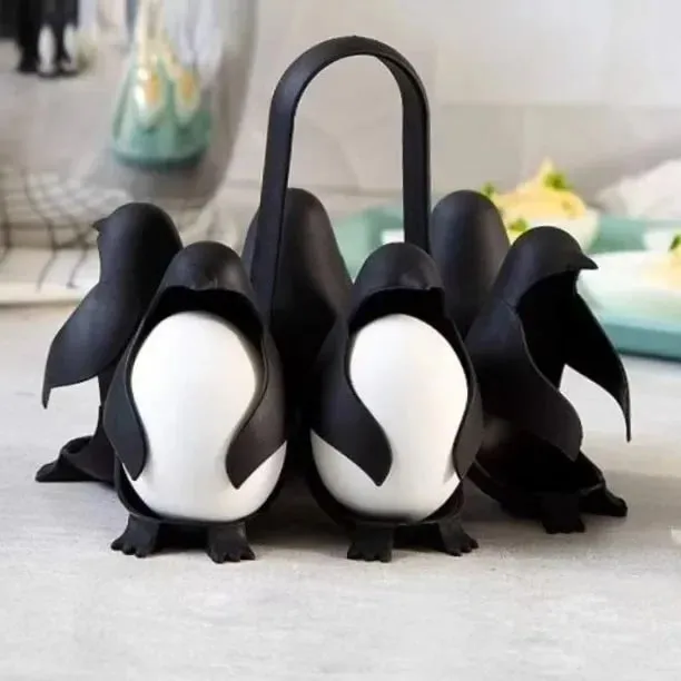 Niedlicher Pinguin-Eierkocher für Küchenhelfer, Eierkochwerkzeug, Eierdampfgarer mit Griff zum Kochen von Eiern