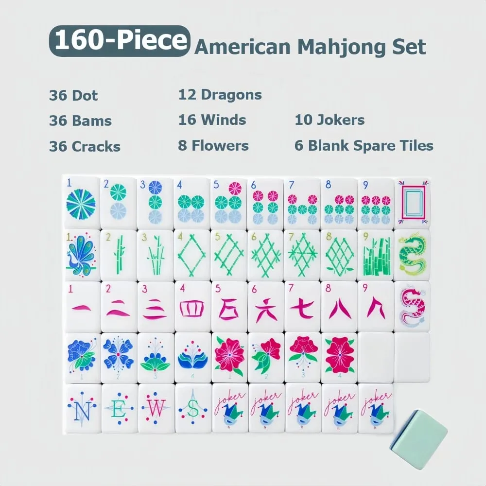 Set Mahjong americano personalizzabile 160 piastrelle Mah Jongg acrilico a 4 strati Regali a sorpresa Mahjong Giochi portatili per feste in famiglia — image 5
