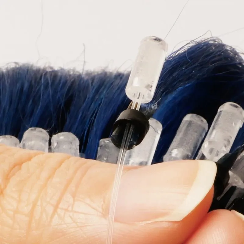 Extensions de cheveux humains colorés à micro maillons, sans colle, cheveux humains vierges, pour femmes et filles, 50 brins colorés, 30G, gris — image 10