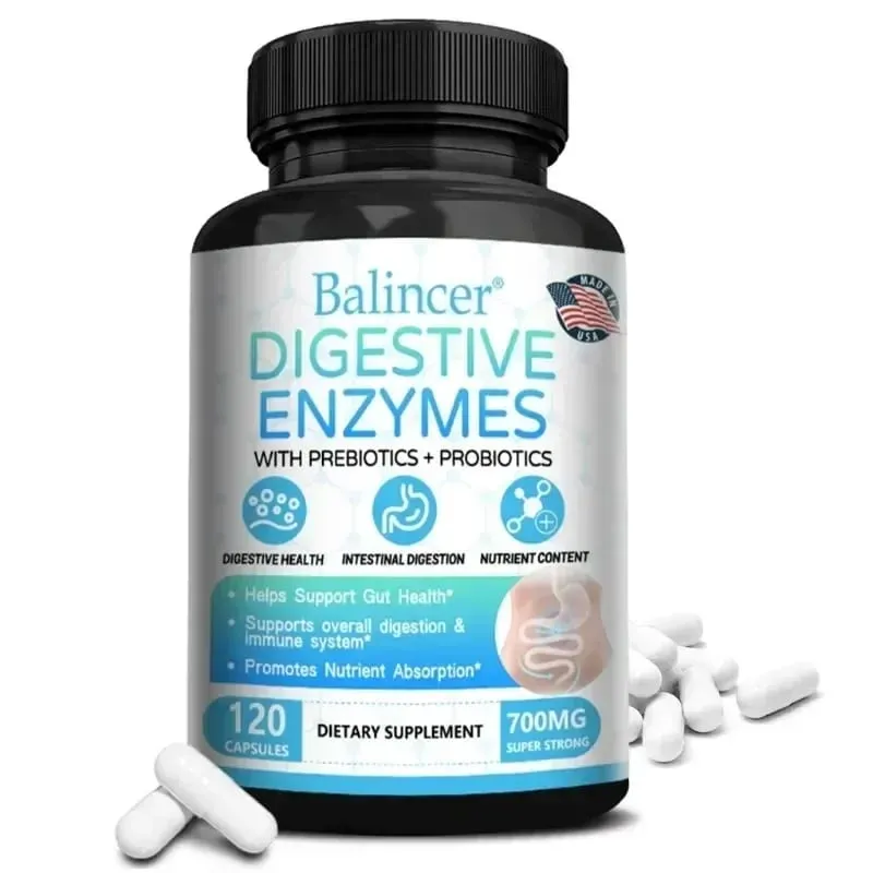 Cápsulas probióticas de enzimas digestivas orgánicas, nutrición prebiótica, digestión y salud intestinal, inmunidad adecuada para adultos y hombres