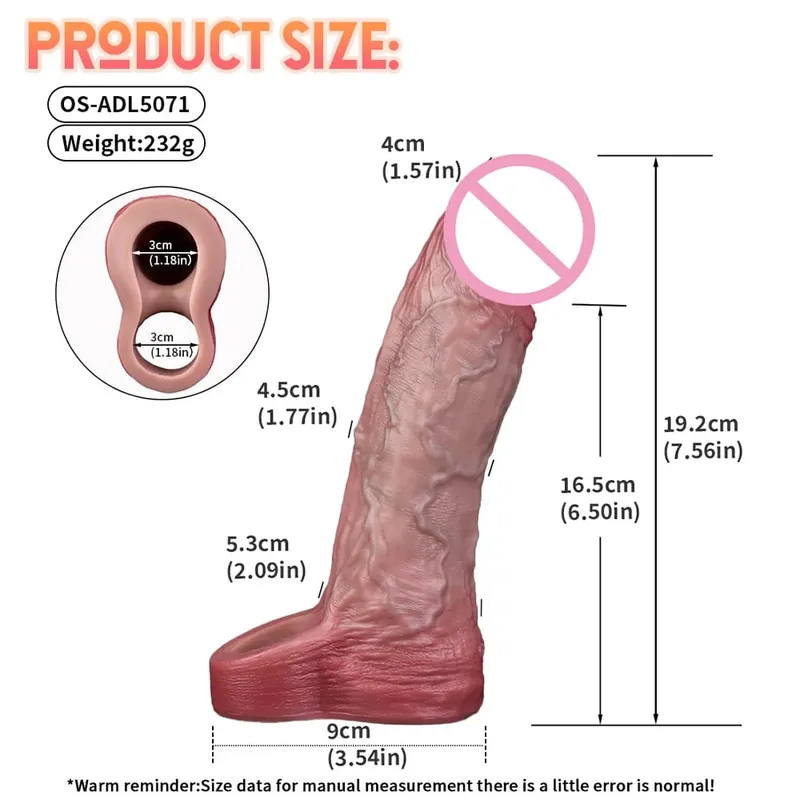 Penis Extender Device Cover Sleeve Girth Enhancement Pleasure Dildo Sheath Adult Sex Toys For Men Reusable Condom 18+ — image 14