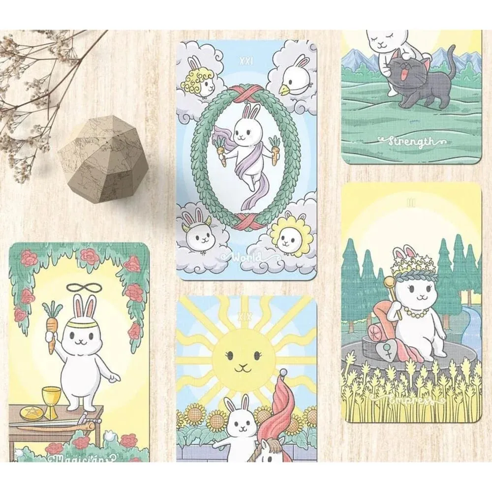 1 stk dæk Chubby Bun Rabbit Tarot Deck Version 2 Leisure Party Bordspil Højkvalitets Fortune-telling Prophecy Oracle Cards — image 6
