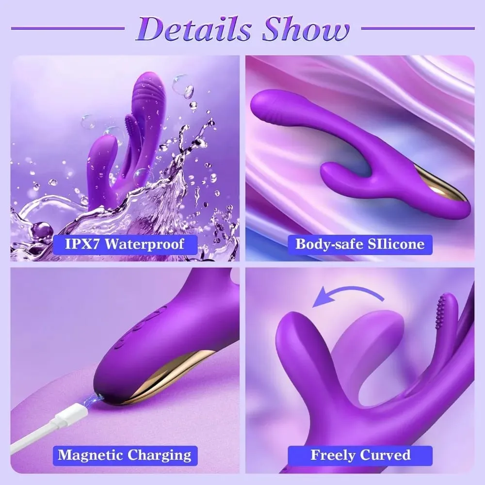 3-I-1 kaninvibrator til kvinder Kraftig bankende flagrende vibrator Klitoralstimulator massageapparat kvindelig G-punkt Finger Dildosex — image 5