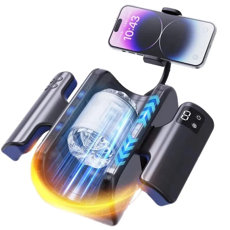 Masturbatore maschile telescopico automatico Stroker a pistone ad alta velocità Figa tascabile con distanza di spinta di 12 cm Giocattoli sessuali per uomini 18 — image 1