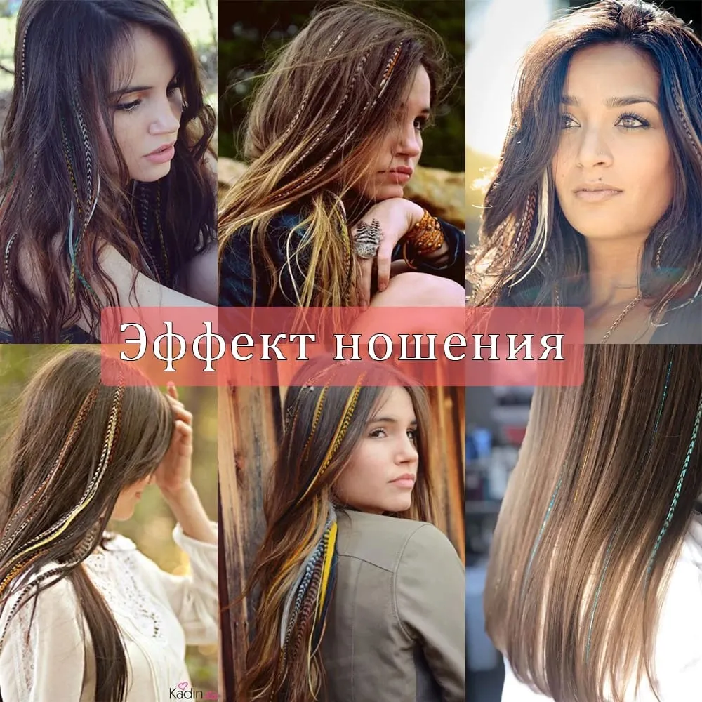 50 Strands/Pack Synthetic Colored I-Tip Stick Feather Hair Extensions Straight Hair 16 Inch For Women High Temperature Fiber