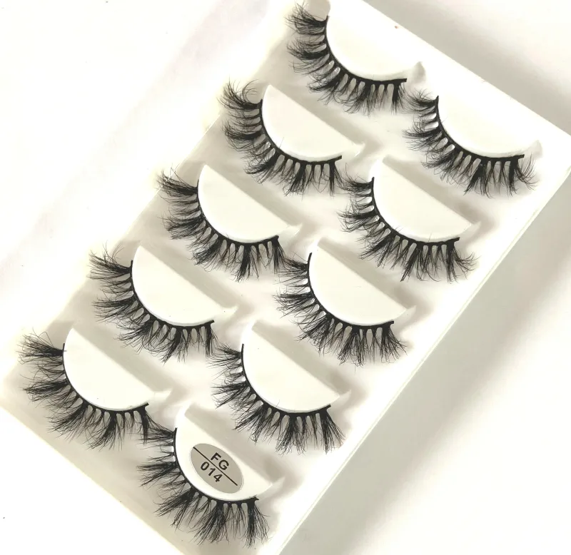 5 Pasang Bulu Mata Mink Buatan Tangan Bulu Mata Palsu Pendek Lebat Asli Bulu Mata Berantakan Panjang Bulu Mata Makeup Peringkat Boleh Diguna Semula — image 28