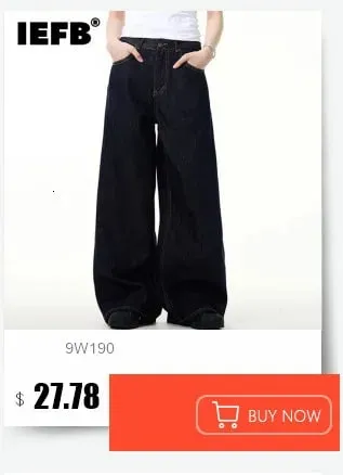 Seluar Denim Lelaki Simple Warna Pejal Mencuci Seluar Kasual Gaya Amerika Kaki Lurus Seluar Jeans Lelaki Longgar Spring 9W667 — image 9