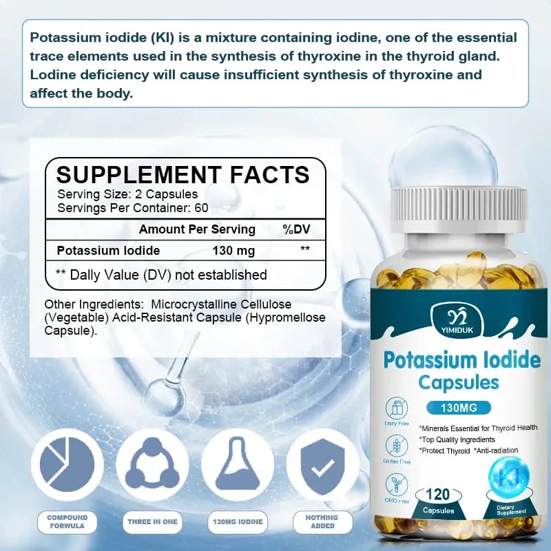โพแทสเซียมไอโอไดด์แคปซูล KI (ไอโอดีนเสถียร) 130 mcg ต่อวัน - อาหารเสริมสำหรับต่อมไทรอยด์ — image 6