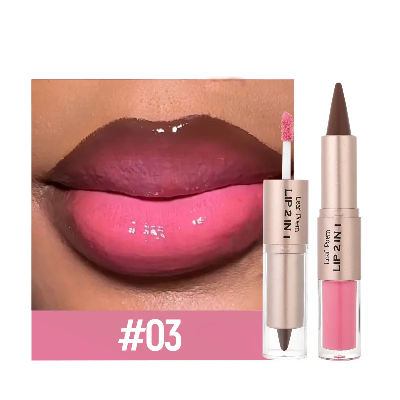 Black Brown Tapered Lip Liner Contour Pencil Double Head Mirror Plumping Lip Glaze Crystal Lip Gloss Sexy Red Lips Tint Makeup — image 8