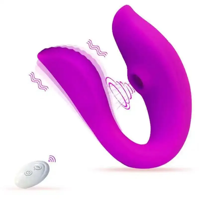 Kraftig sugende trådløs fjernbetjening Vibrator Bærbar U-formet dildo massageapparat Dobbelt klitoris stimulation par voksen sexlegetøj til kvinder — image 1