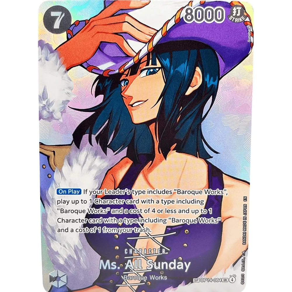 Karty kolekcjonerskie Nico Robin OP14-084 EN Lśniąca kreatywność Rzadkie holograficzne wytłaczane teksturowane karty foliowe — image 6