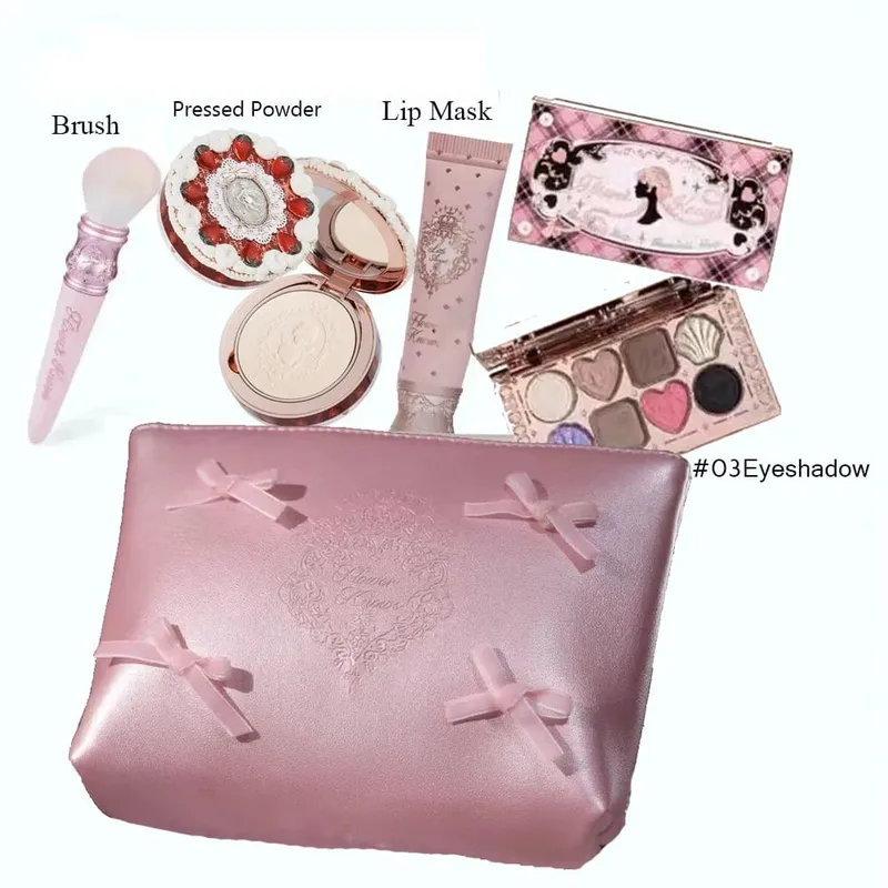 Conjunto de maquiagem Flowerknows Kit de presente Shimmer Full Box Blush Creme labial de veludo de longa duração com bolsa Kit de maquiagem — image 2