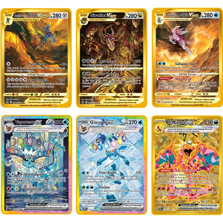 2025 NEU Pokemon Metallkarte 10000 Punkte Arceus Glurak Superkarte Golden English Mewtwo Vmax GX EX Anime Collection Cards Gif — image 2