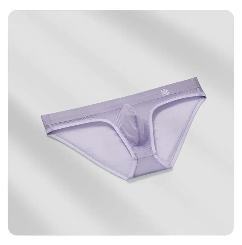 Ice Silk Ultra-thin Men Underwear Seamless Transparent Quick Drying Briefs Sexy U Bulge Pouch Triangle Underpants Erotic Panties — image 14