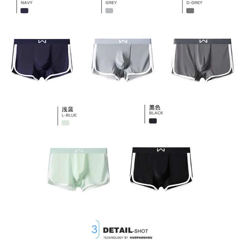 3st/pack Ice Silke Andas Antibakteriellt Mesh Herrkalsonger Stor Space Pouch Trosor Höga elastiska midjeband Boxer Homme — image 10