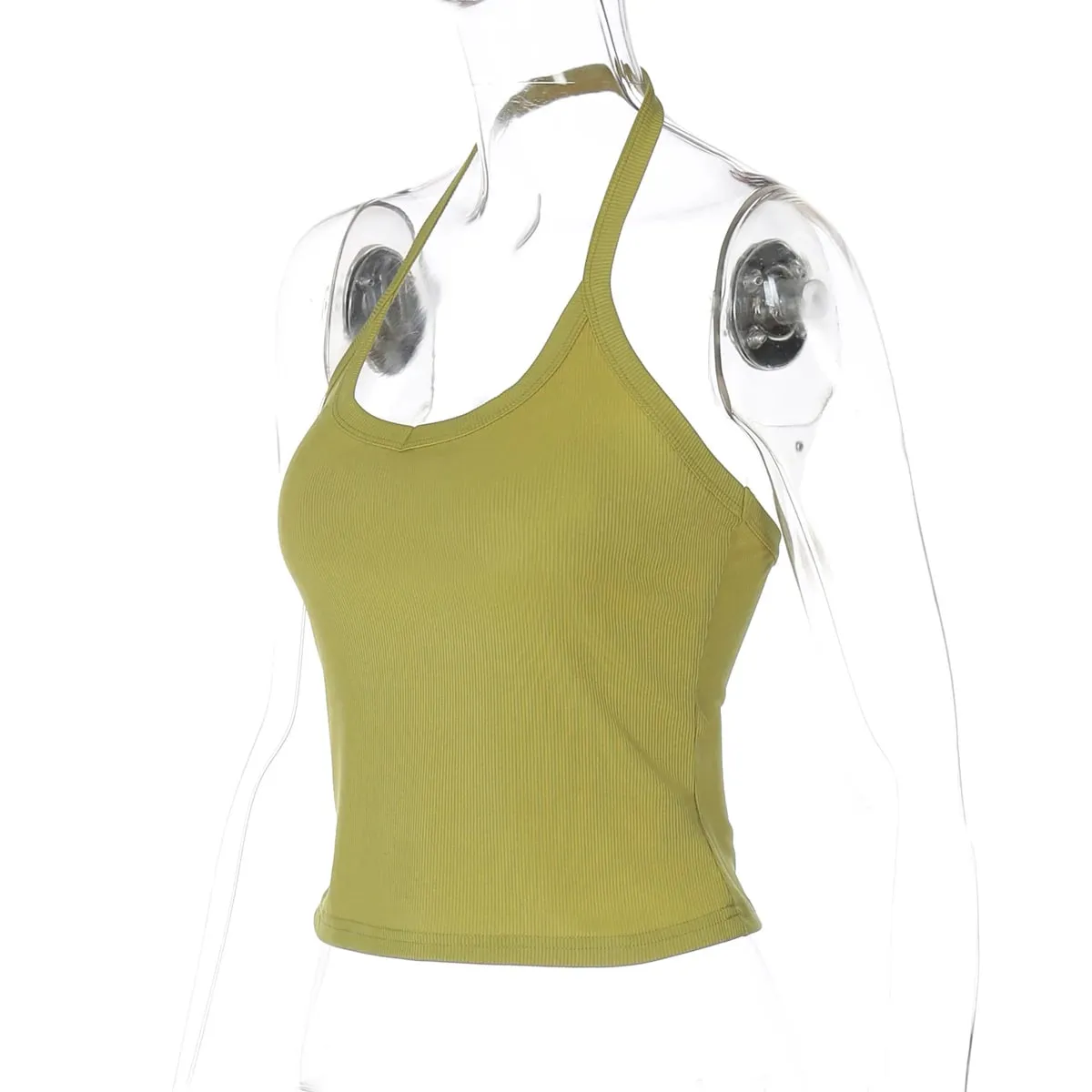 Hugcitar 2026 Yaz Nervürlü Halter Backless Katı Seksi Kırpma Tank Top Rahat Y2K Kadın Giysileri Plaj Tatil Streetwea... — image 9