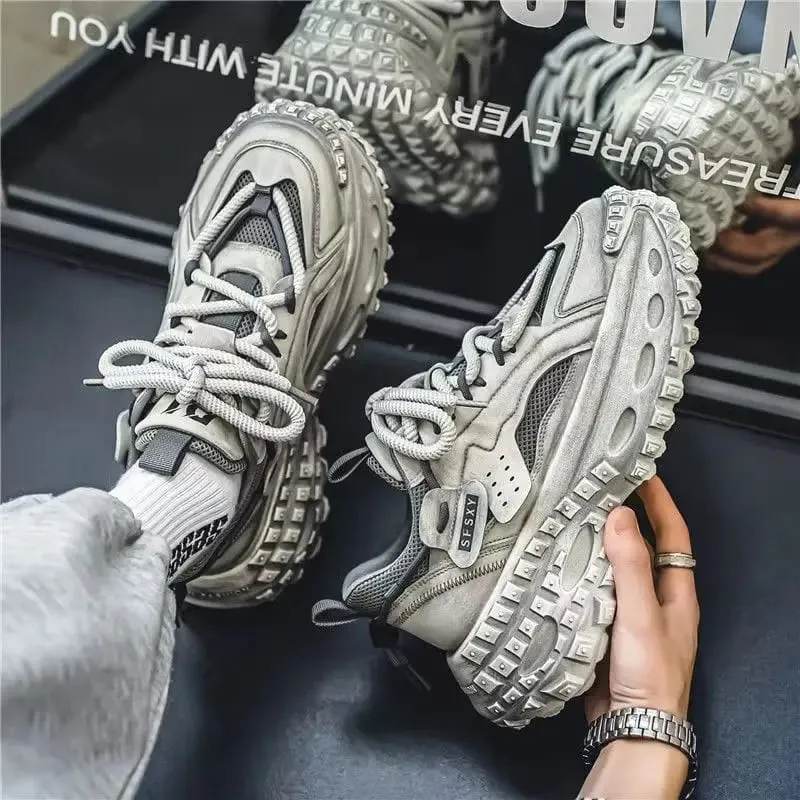 Herren-Turnschuhe mit erhöhter Plattform, lässig, Mikrofaser-Leder, Stoff, Reifensohle, Designer-Turnschuhe, kostenloser Versand — image 5