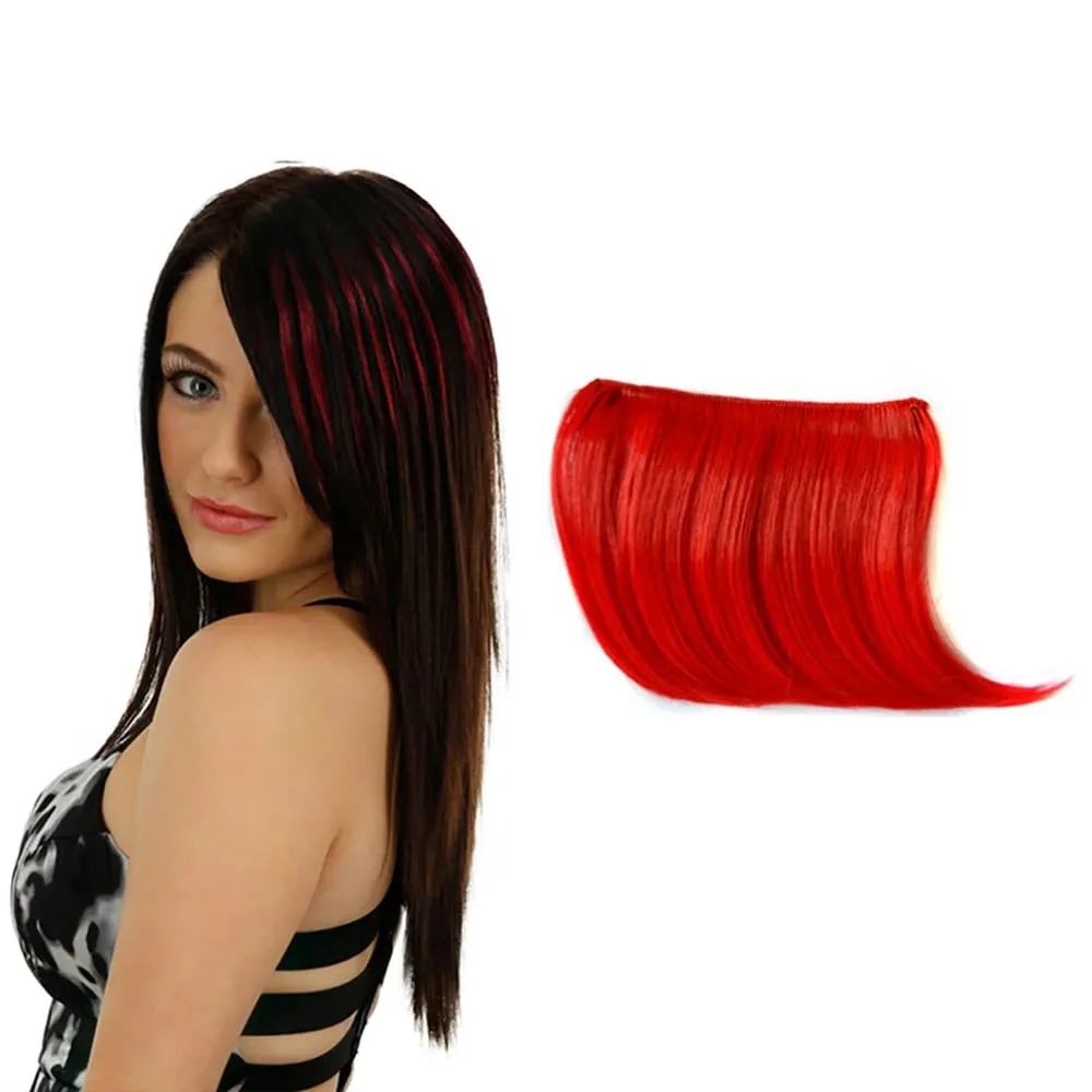 Synthetic Clip-In Hair Bangs Extensions Purple Pink Blue Short Hairpiece Fake Hair for Female