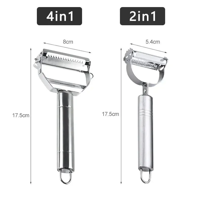 Edelstahl-Gemüseschäler, 4-in-1-Multifunktions-Küchenwerkzeug mit rutschfestem, ergonomischem Griff für Kartoffeln, Karotten, Gurken — image 6