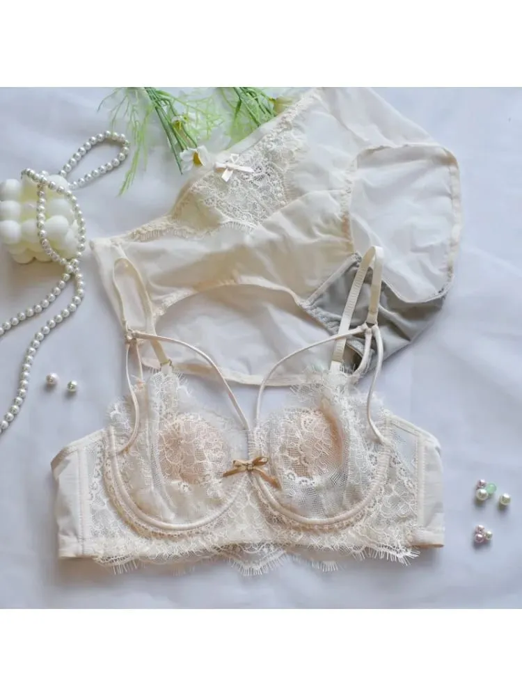 Coreano Tendenza Calda Puro Desiderio Reggiseno di Pizzo Set Con Ferretto Tazza Sottile Push Up Busto Grande Visivamente Piccolo Anti Droop Lingerie 32-38 Hot — image 4