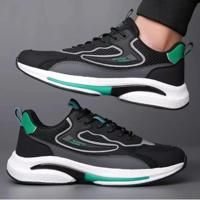 Kasut Sukan Jaring Lelaki Kasual Bernafas Kulit Atas Fesyen Selesa Kasut Larian Kasut Sneakers Pelajar — image 6