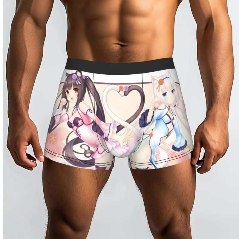 อะนิเมะ N-Nekopara Chocola วานิลลาชุดชั้นในชายพิมพ์เกมกางเกงบ็อกเซอร์กางเกงขาสั้นกางเกงกางเกงนุ่ม