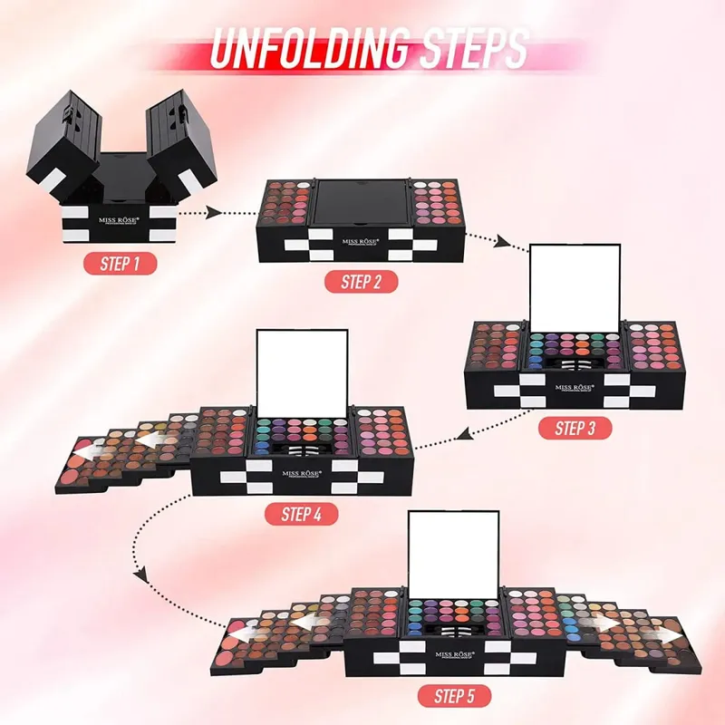 Multi-functional Makeup Box With Mirror Pro Eye Shadow Palette Set For Stage Make up Practical Cosmetic Kit For Makeup — image 4