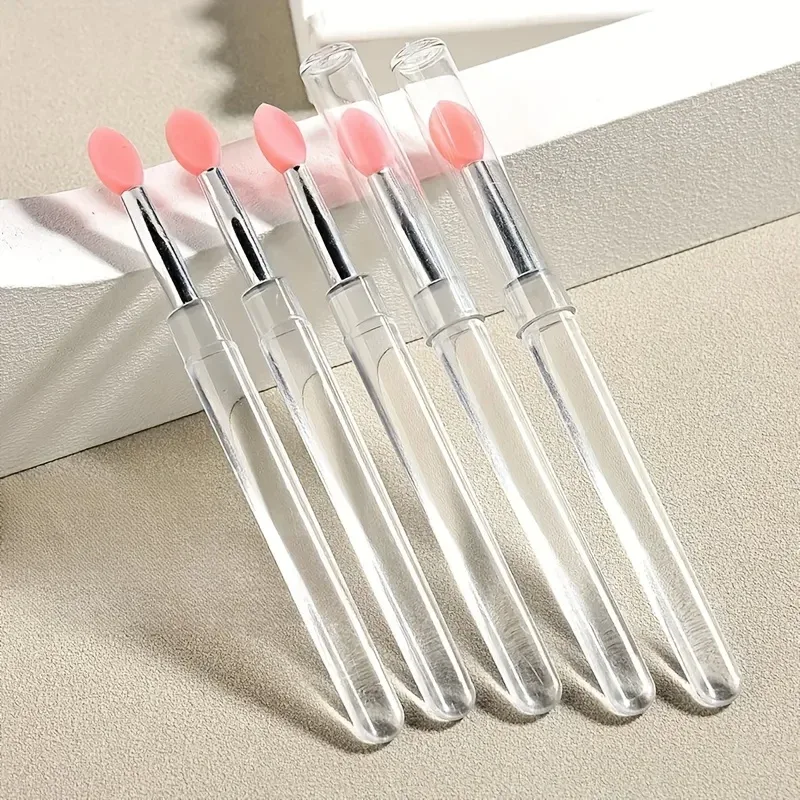 5 reusable na silicone nail brush na may mirror effect - double head makeup at nail polish applicator