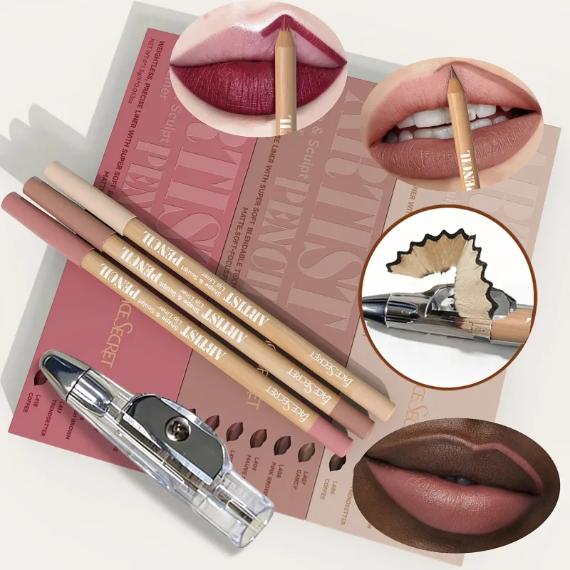 Juego de maquillaje de labios de 7 piezas: 6 delineadores de labios mate + 1 sacapuntas. Delineadores de labios mate de larga duración con fórmula resistente al agua — image 3