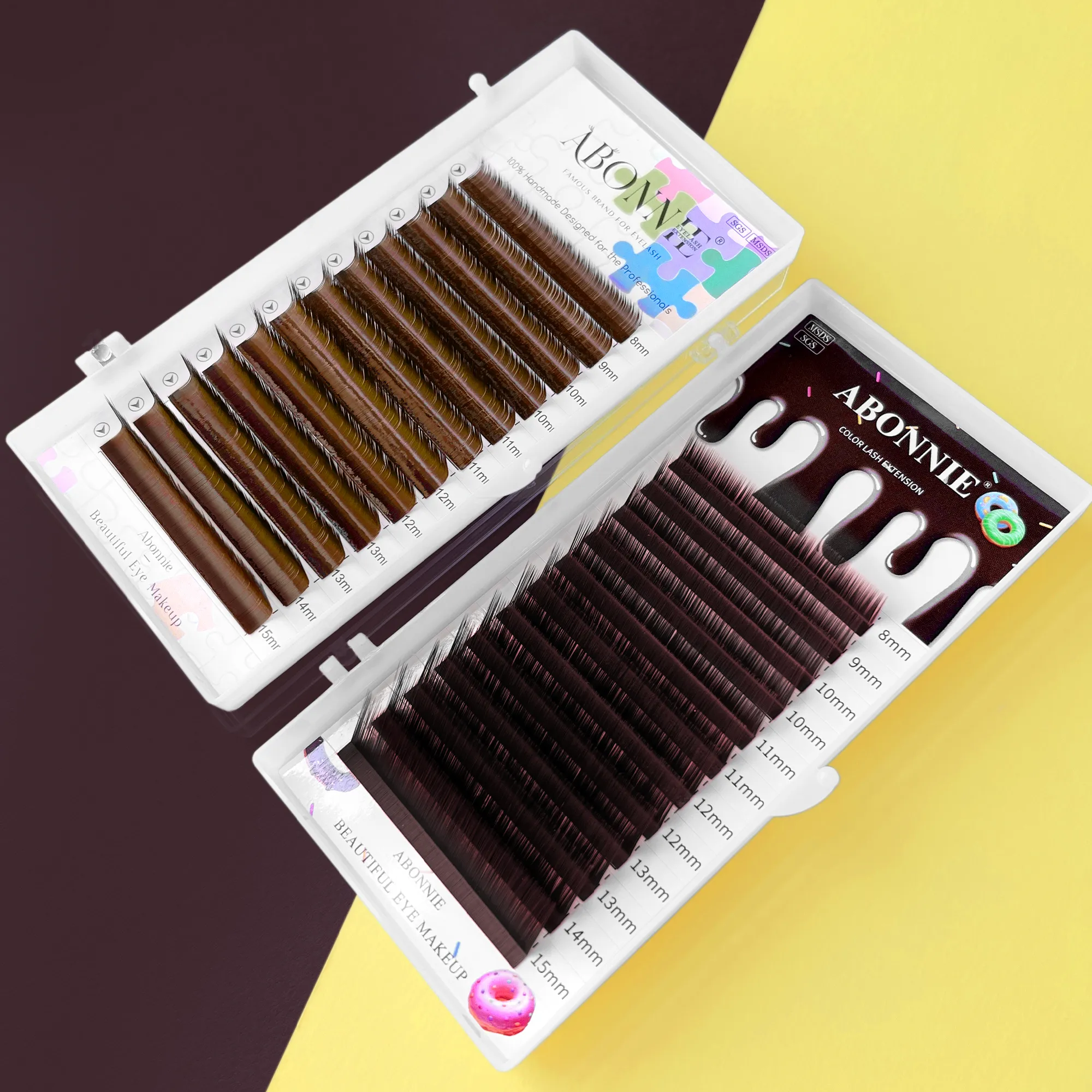 Abonnie LB สีน้ำตาลขนตา M Curl คลาสสิกขนตา Foxy Eye Lash โกโก้ Lashes ขนตาสี Fluffy Lashes — image 7