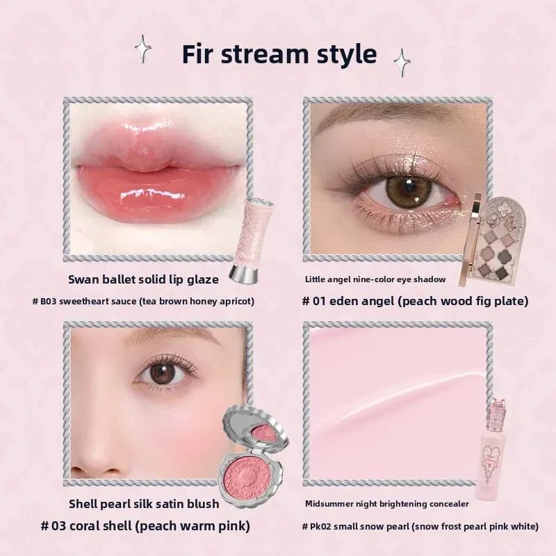 Flor sabe conjunto de maquiagem lábio lama iluminador pó blush sombra de olho maquiagem profissional presente kit para menina cosméticos conjunto completo — image 3