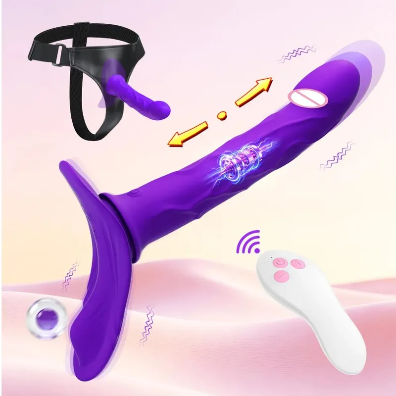 Vibratore spintore, telecomando, cinturino vibrante in silicone, punto G, indossabile, vibratori, mutandine, giocattolo del sesso per le donne