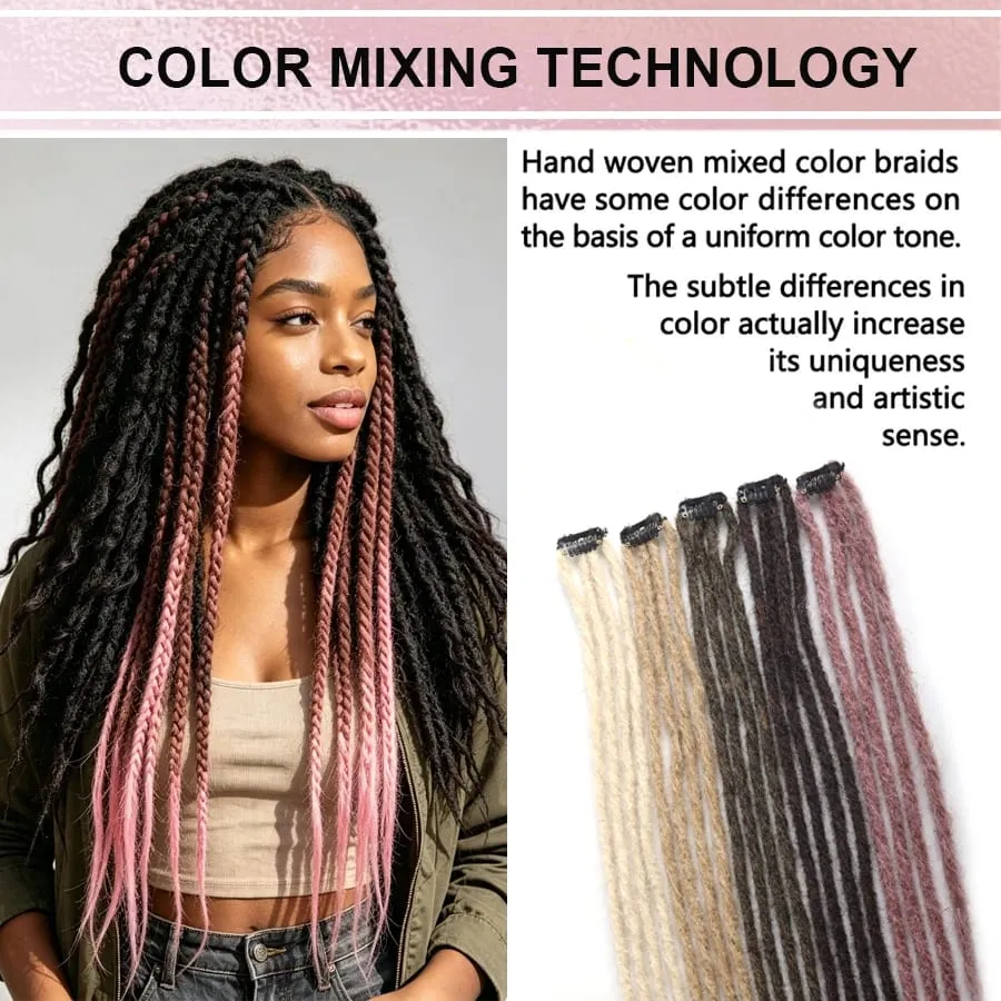2Pcs 24"Clip‑in Synthetic Braided Hair Extensions with BB Clips Handmade Crochet Hair Pieces for Cosplay Hip‑Hop Festival — image 7