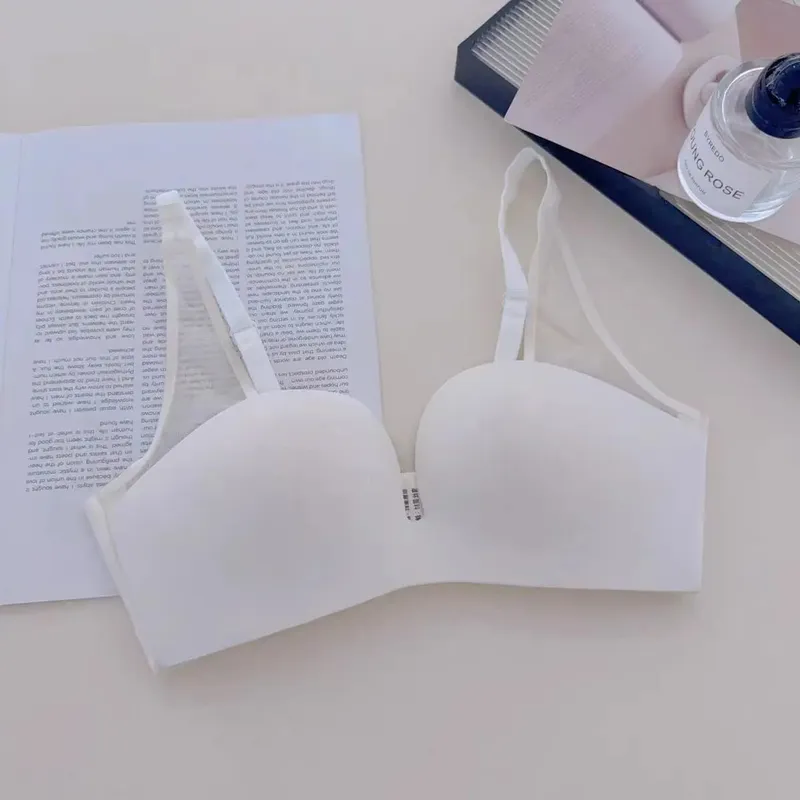 Seksi Dikişsiz Ön Düğme Güzellik Geri Push Up Lingerie Küçük Meme Toplama Hiçbir Çelik Halka Yumuşak Rahat Sutyen