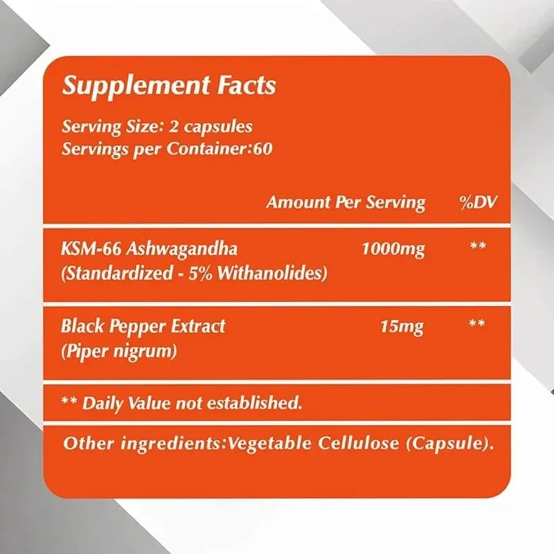Organic Ashwagandha KSM-66 Capsules for Stress Relief Focus Brain Energy Support Sleep Health Supplement — image 3