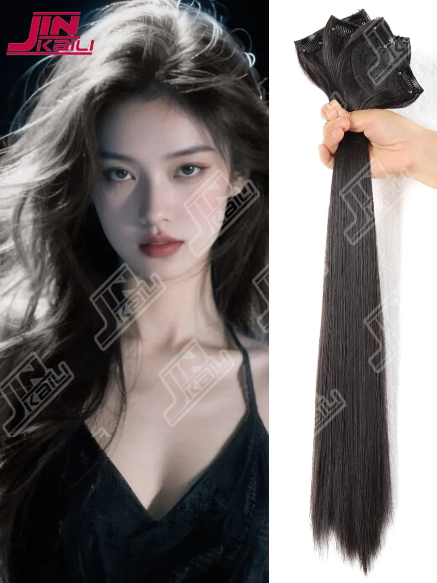 JKL Long Hair Extension Pieces Realistic Volume Boost Invisible Traceless Three Piece Set Asian Synthetic Hair Extensions — image 10