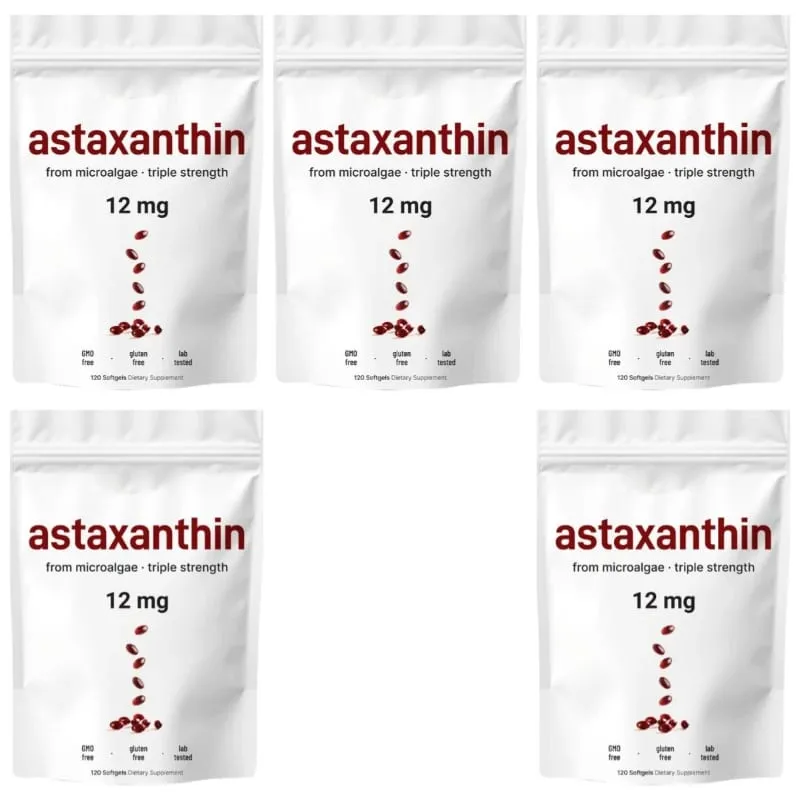 Ασταξανθίνη 12 mg ζελατίνης Softgels From Microalgae Αντιοξειδωτική Υποστήριξη Χωρίς ΓΤΟ χωρίς γλουτένη Εύκολο στην κατάποση 120 softgels — image 9