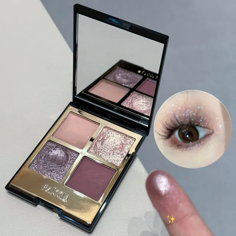 Palette de fards à paupières scintillants, 4 couleurs, noir fumé, mat, paillettes, pigments pour les yeux, longue durée, imperméable, maquillage pour les yeux — image 4