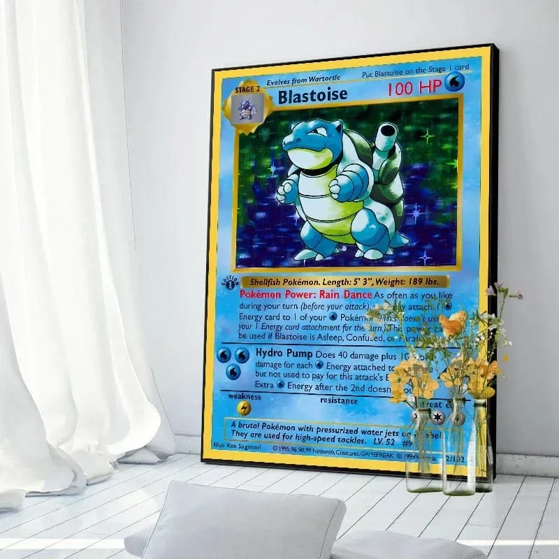 Pokemon Basis ชุด 1996 จาก Engels การ์ด Shining โปสเตอร์ภาพวาดผ้าใบพิมพ์สีน้ำ Wall Art ภาพตกแต่งบ้านของขวัญ