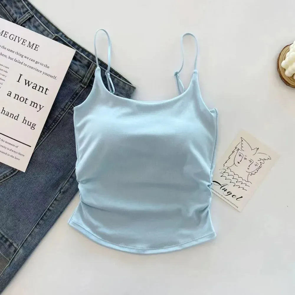 Vest Suspender Tanpa Lengan Mudah Ramping Dengan Cawan Empuk Pakaian Dalam Kamisol Vest Pendek Aktiviti Sukan — image 8