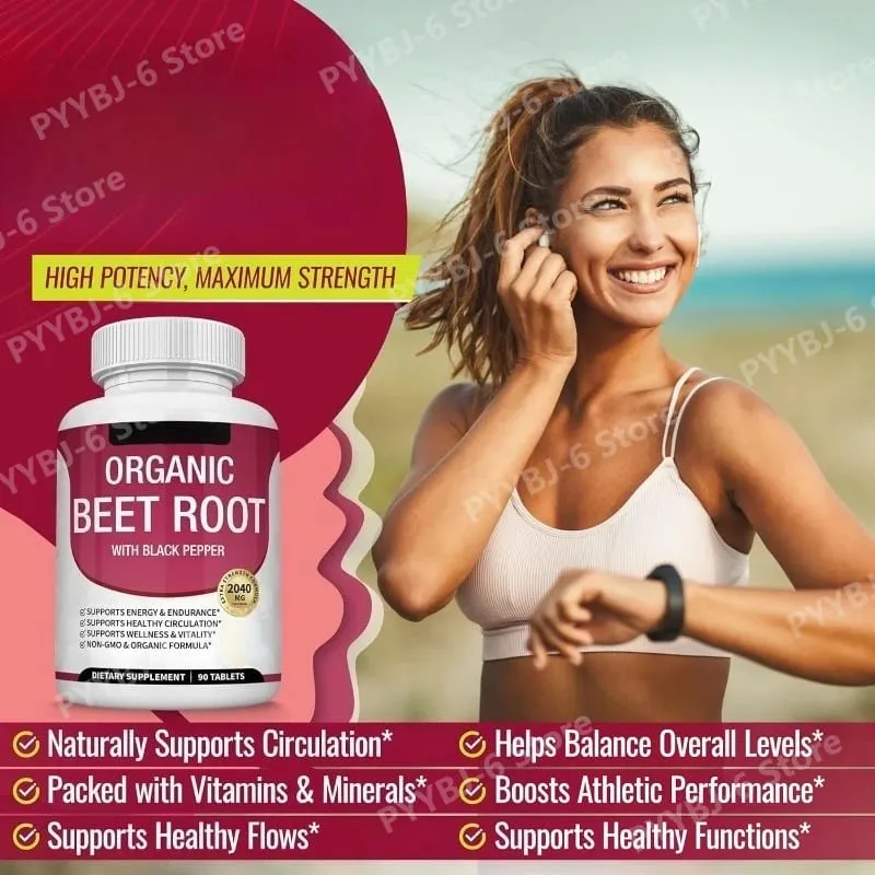 Radice di barbabietola biologica con pepe nero Potenziamento energetico naturale Supporto immunitario Integratore antiossidante Non OGM Senza glutine 90 compresse