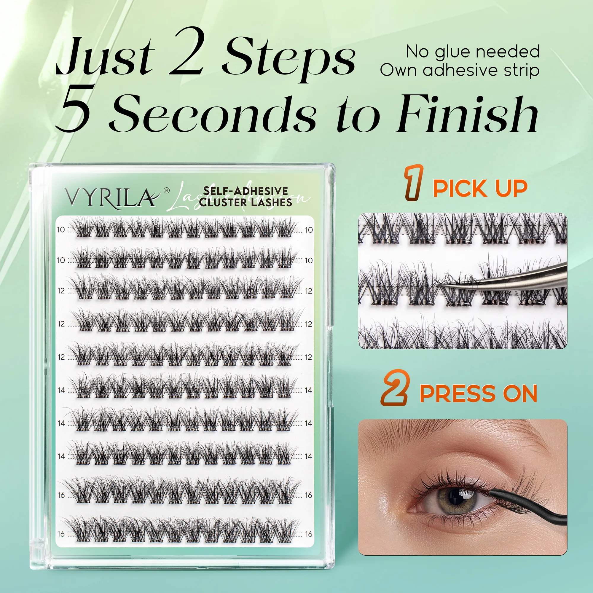 Samolepící řasy Bez nutnosti lepidla Řasy 10‑16 mm Předlepené řasy D Curl Soft Natural Press on Lashes — image 5