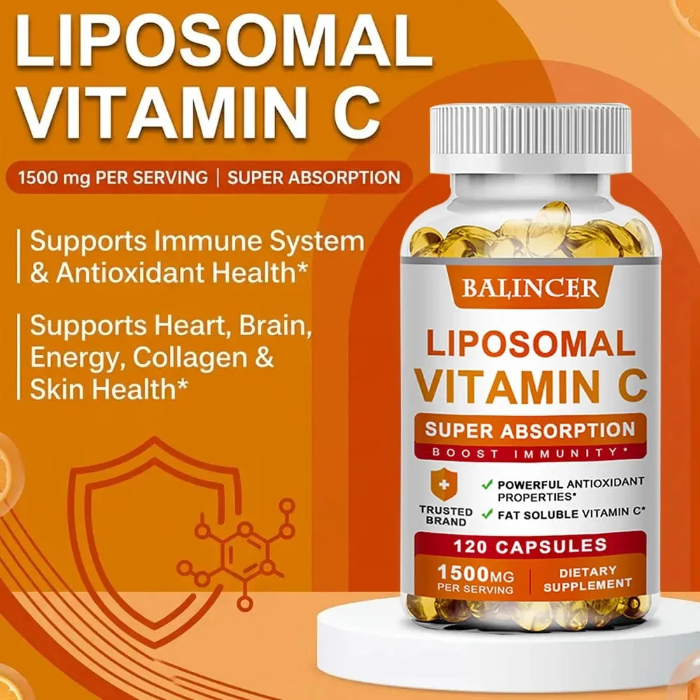 Liposomal C-vitamin 1500mg højabsorberende fedtopløselig ascorbinsyre Immunstøtte Kollagen Booster & Antioxidant Supplement — image 2