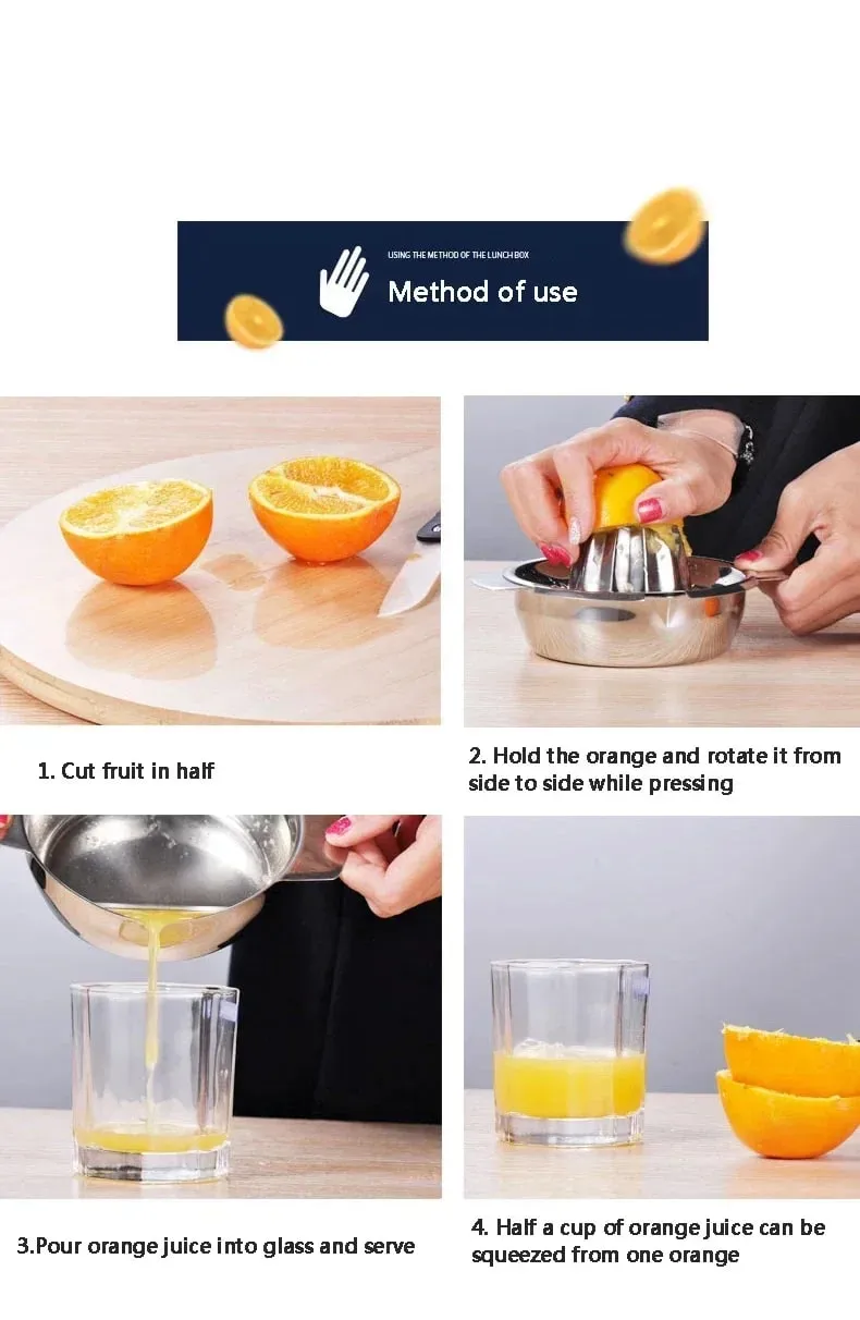 304 สแตนเลสเครื่องคั้นน้ำผลไม้มะนาวบ้านขนาดเล็ก Creative Juicer แบบพกพาเครื่องคั้นน้ำผลไม้ Orange Squeezer — image 9
