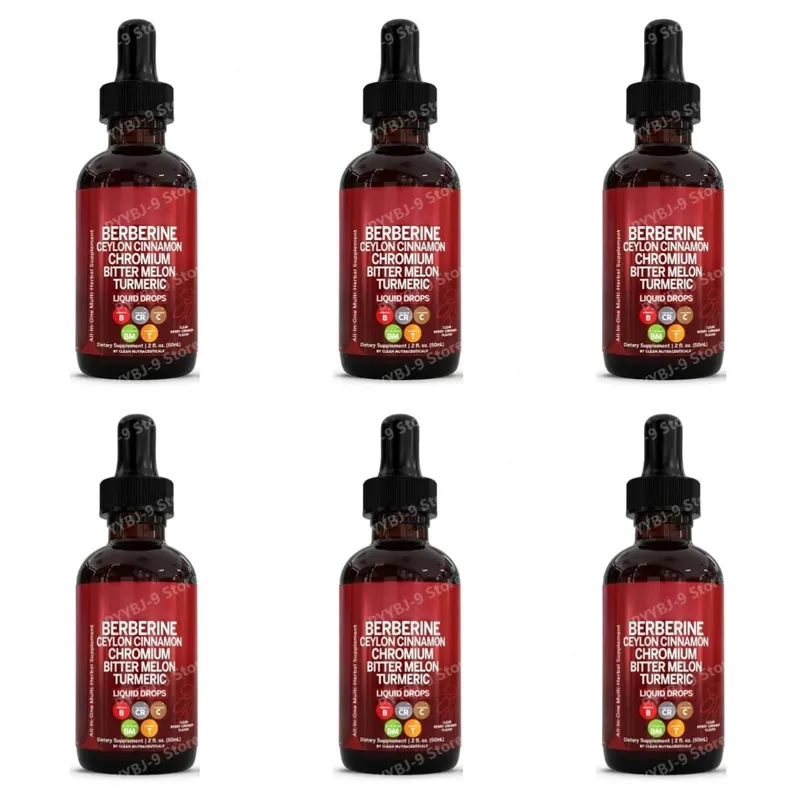 Berberina Cromo Curcuma Ginseng Gocce liquide 60ml Integratore a base di erbe biologico Supporto quotidiano per l'equilibrio del benessere per adulti — image 12