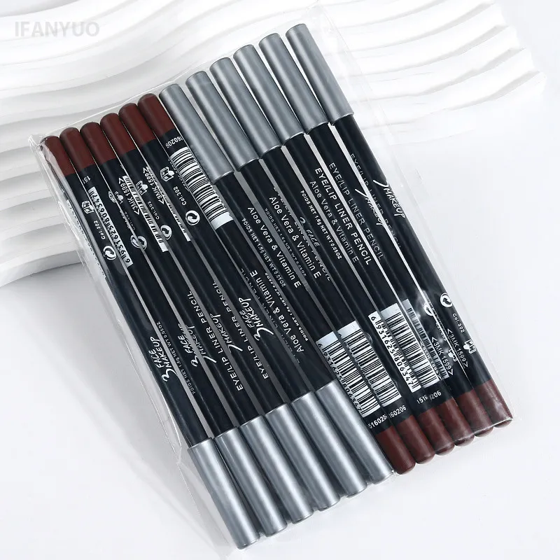 1/12 Stück wasserfester schwarzbrauner Eyeliner-Stift, wischfest, langlebig, anfängerfreundlich, glatt, hochpigmentiert, Punk-Augen-Make-up — image 6