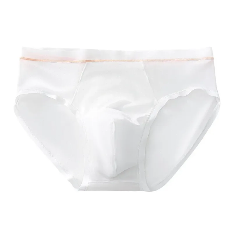 남자의 원활한 얼음 실크 팬티 속옷 벌지 주머니 솔리드 통기성 팬티 Calzoncillos Hombre 슬립 남성 팬티 — image 7