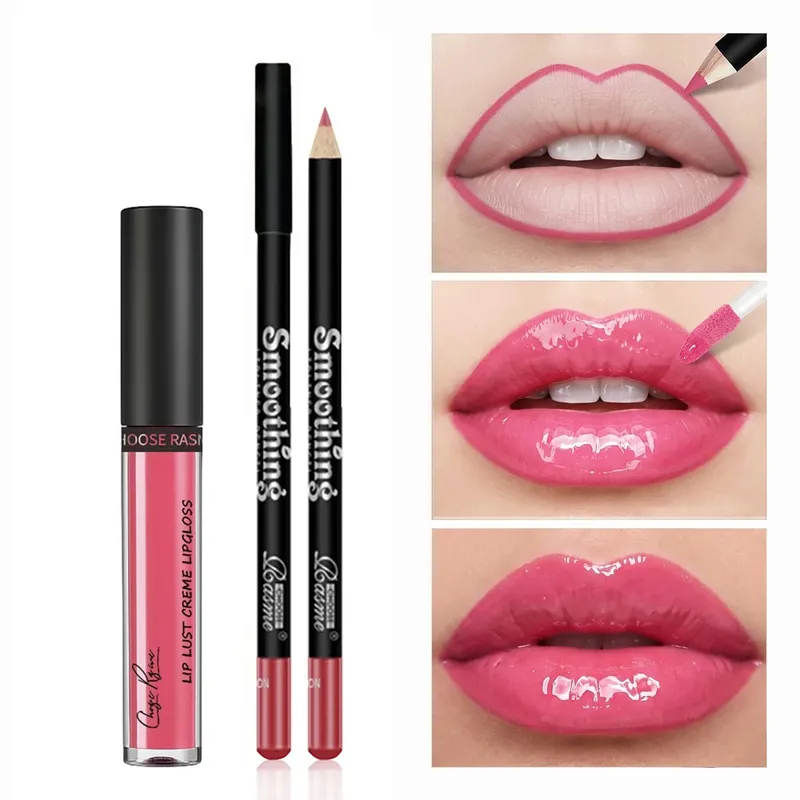 Nude Lipliner Mirror Lip Glaze Set Shiny Lip Shaping Waterproof Makeup Holding Color Makeup Set — image 8