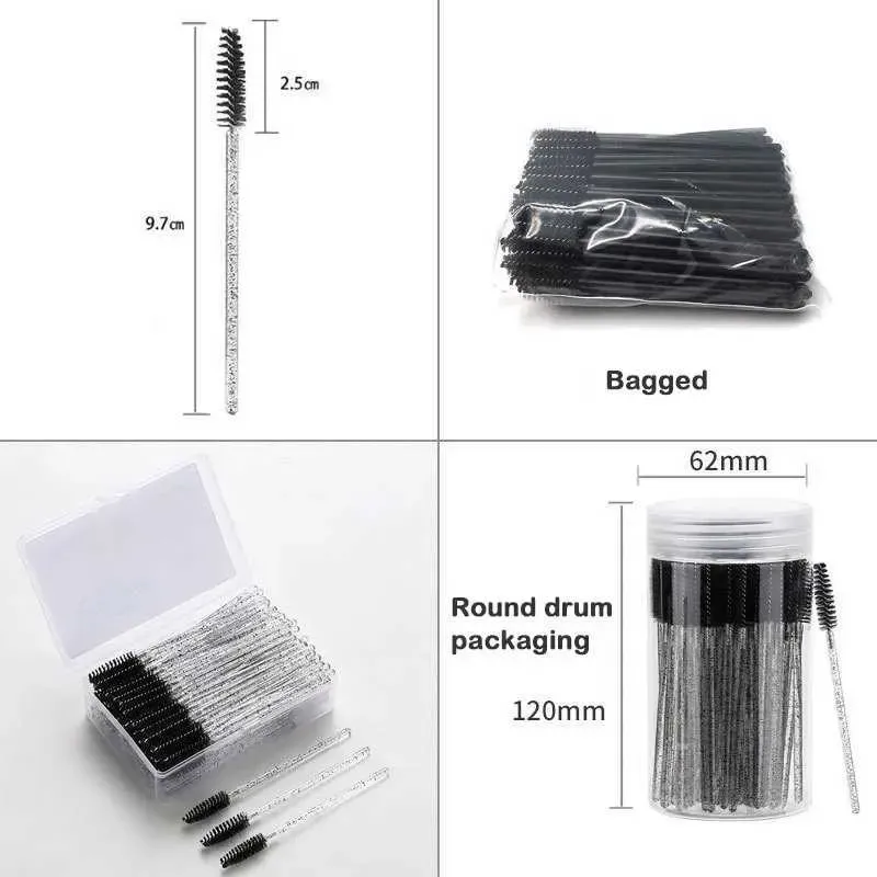 50 Stück Einweg-Mascara-Zauberstäbe, Augenbrauen-Spoolies-Bürsten für Wimpernverlängerungen, Wimpernbürsten mit Behälter — image 2